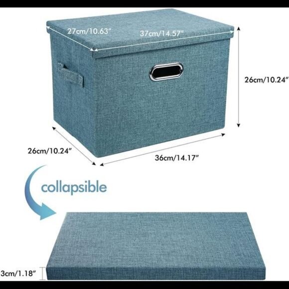 4 Pack Decorative Storage Boxes with Lids (Teal) - Picture 5 of 7